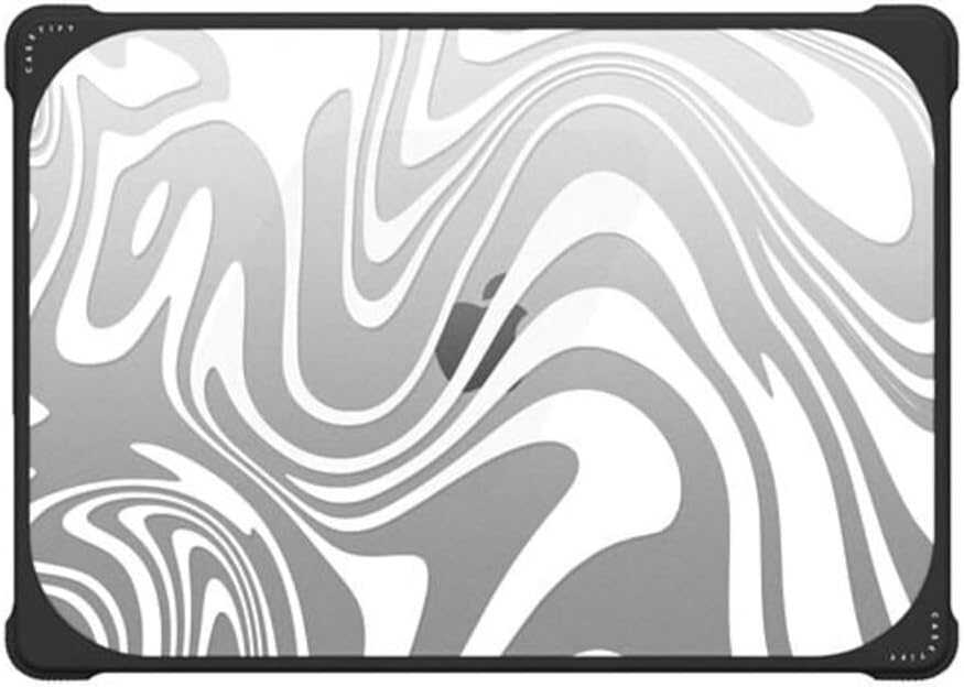 CASETiFY Bounce MacBook Pro 16-inch (M3/M4) Case [Enhanced Protective Corner Design/Ventilation Cutouts/Anti-Slip Grip] - Marble Transparent Trippy - Clear Black