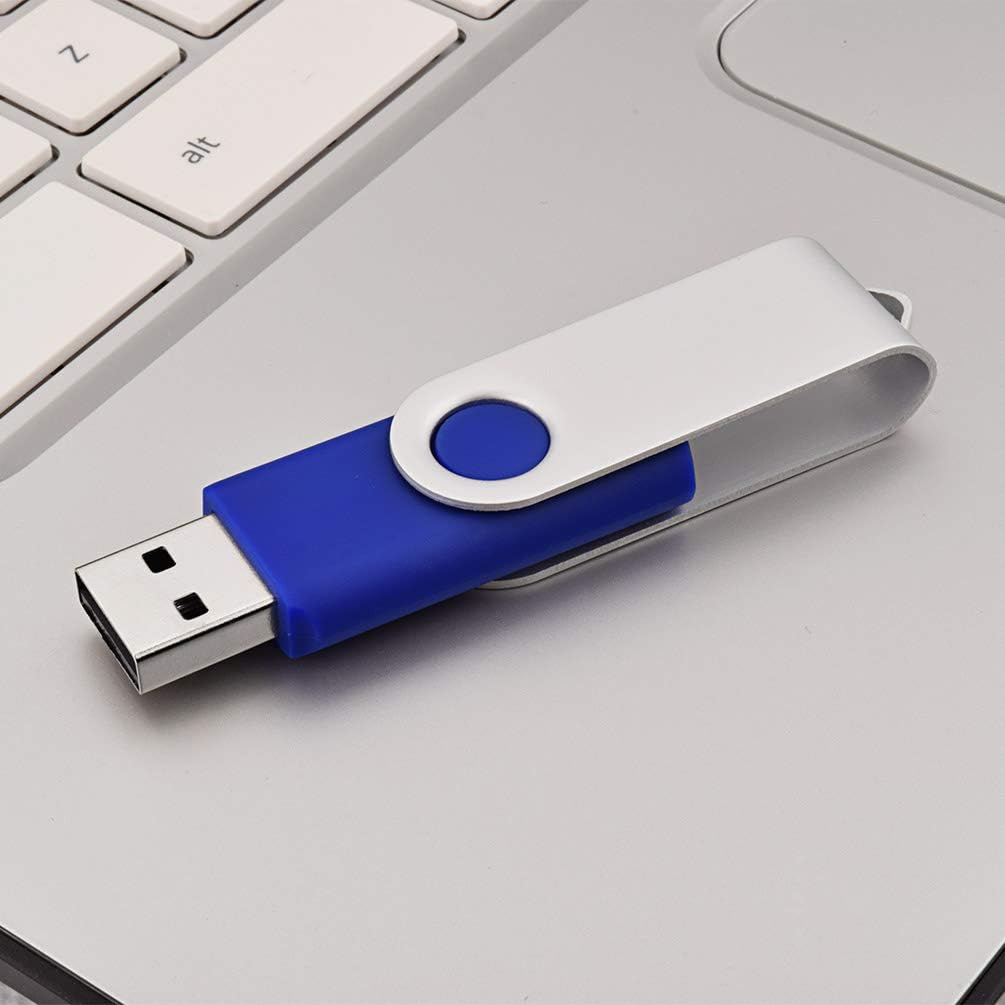 KOOTION 10 X 1GB USB Flash Drive 1gb Flash Drive Swivel Thumb Drive Memory Stick Keychain Design Blue