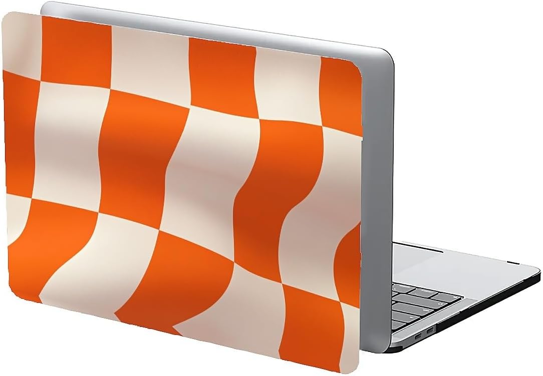 Compatible with MacBook Air 13.3 13.6 Inch Case 2022 2021 2020 2019 Plastic Hard Shell Case Cover,13.3 Pro(A1706/A1708/A1989/A2159/A2289/A2338), Orange and White Checkered Flag