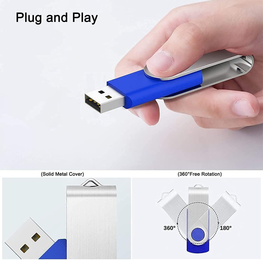 KOOTION 5 X 16GB USB Flash Drive 2.0 Thumb Drive 16 gb Memory Stick Swivel Keychain Design Mixcolor