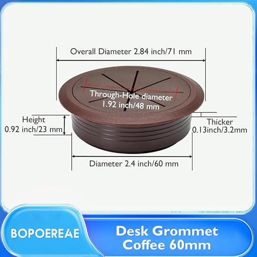 BOPOREAE 4 Pcs Desk Grommet 2-3/8" (60mm), Desk Hole Cover for Cables