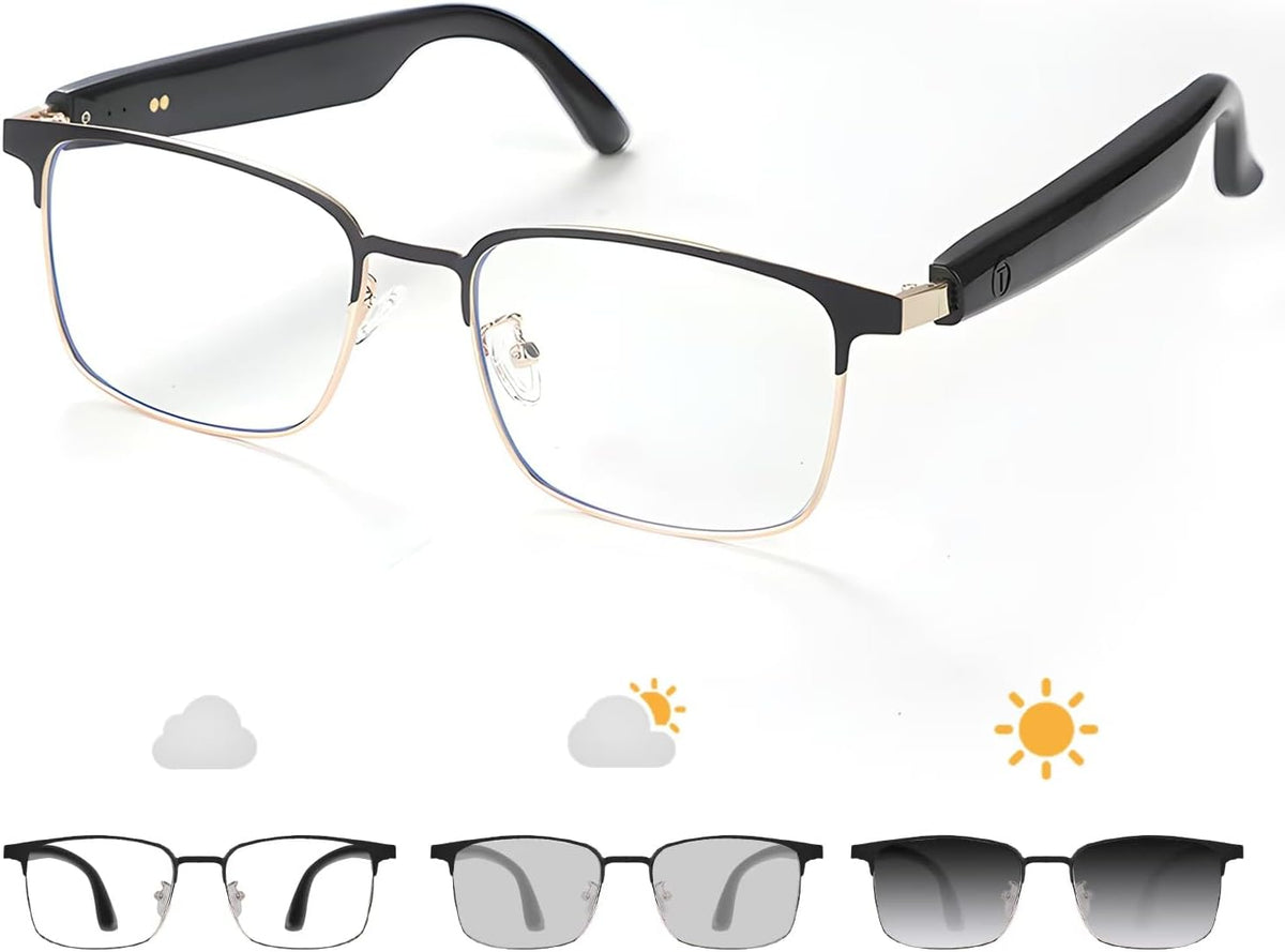 GenXenon AssistantGS06G Bluetooth Audio Smart Glasses, Blue Light Glasses for Women Men,Open Ear Sound Mic & Speakers