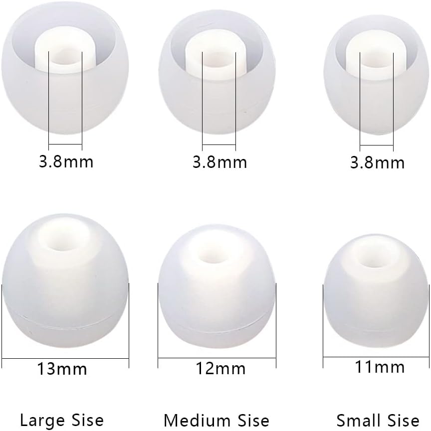 Earbud Replacement Tips Silicone Earbud Tips Ear Bud Covers Fit Most in-Ear Earbuds(Inner Hole 3.8mm -5.1mm) Headphone Ear Tips 9 Pairs S M L