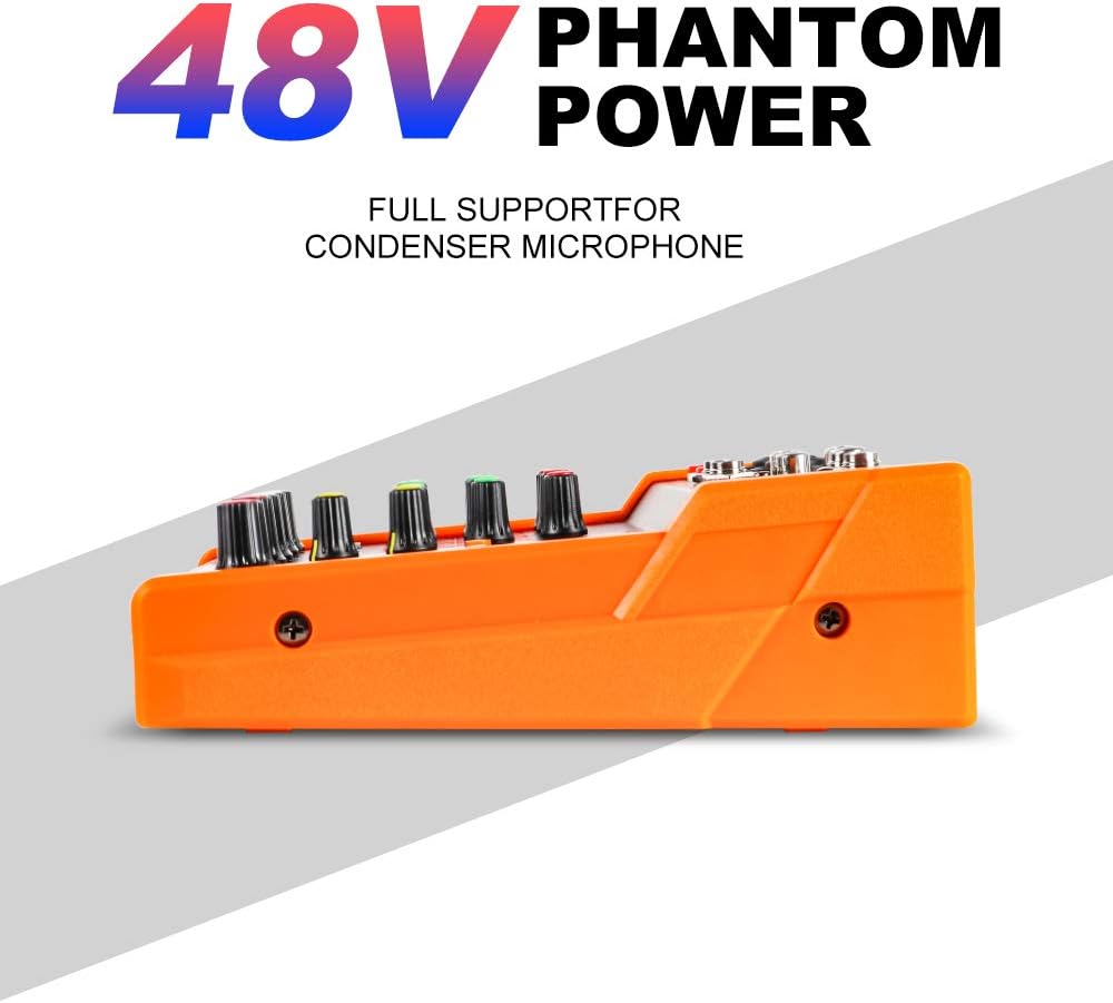 G-MARK Analog Mixer Audio 4 Channel DJ Audio Mixer Bluetooth Studio Karaoke For PC Live Performance KTV Home Stage Music Effects Sound Card Protable Mixing Console