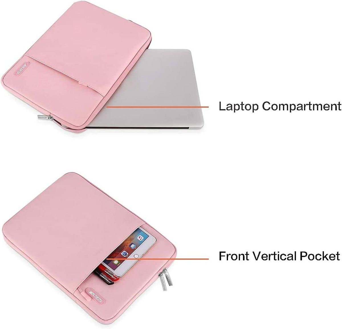 MOSISO Laptop Case 15 inch, 15 inch Laptop Sleeve Compatible with MacBook Air 15 M4 A3241 M3 A3114 M2 A2941 2025 2024 2023,Dell XPS 15,Polyester Vertical Computer Sleeve Bag with Pocket, Pink