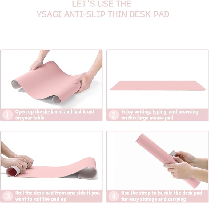 Writing Desk Pad Protector, YSAGi Anti-Slip Thin Mousepad for Computers,Office Desk Accessories Laptop Waterproof Desk Protector for Office Decor and Home (Pink, 35.4" x 17")
