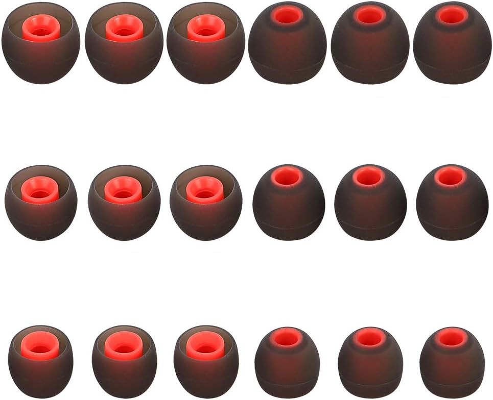 Silicone Replacement Earbud Tips Ear Tips Fit Most in-Ear Earbuds(Inner Hole 3.8mm -5.1mm) Headphone Earbud Covers Eartips 9 Pairs S M L