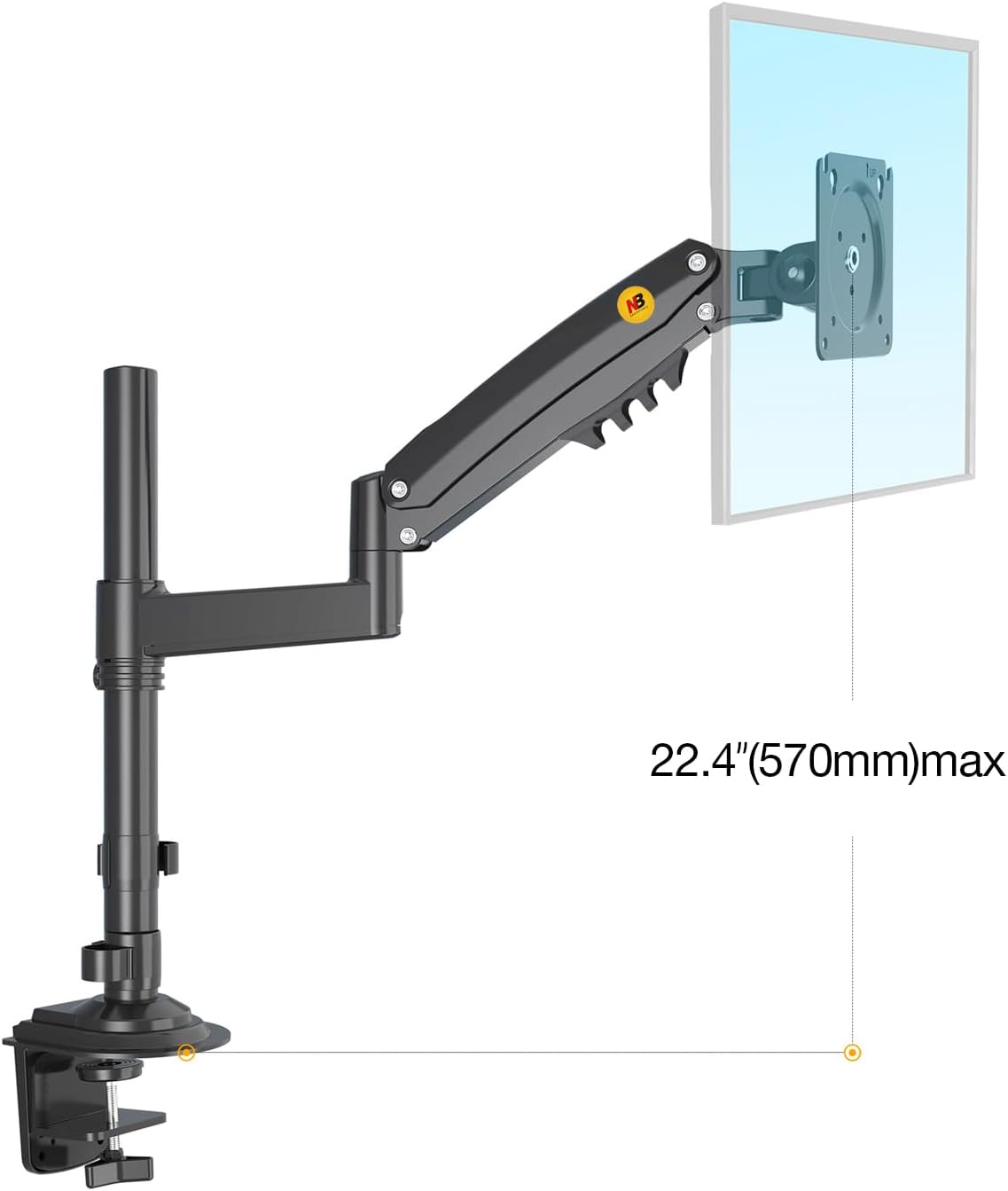 NB North Bayou Monitor Desk Mount Long Arm for Monitors Within 4.4 to 19.8lbs Ultra Wide Full Motion Swivel Height Adjustable Monitor Stand H100