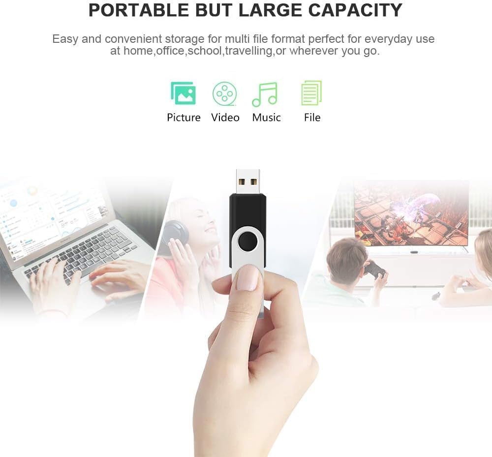KEXIN 64GB Flash Drive 20 Pack Flash Drive Bulk USB Thumb Drive 64 GB USB Drive USB 2.0 Flash Drive with Led Indicator, Black