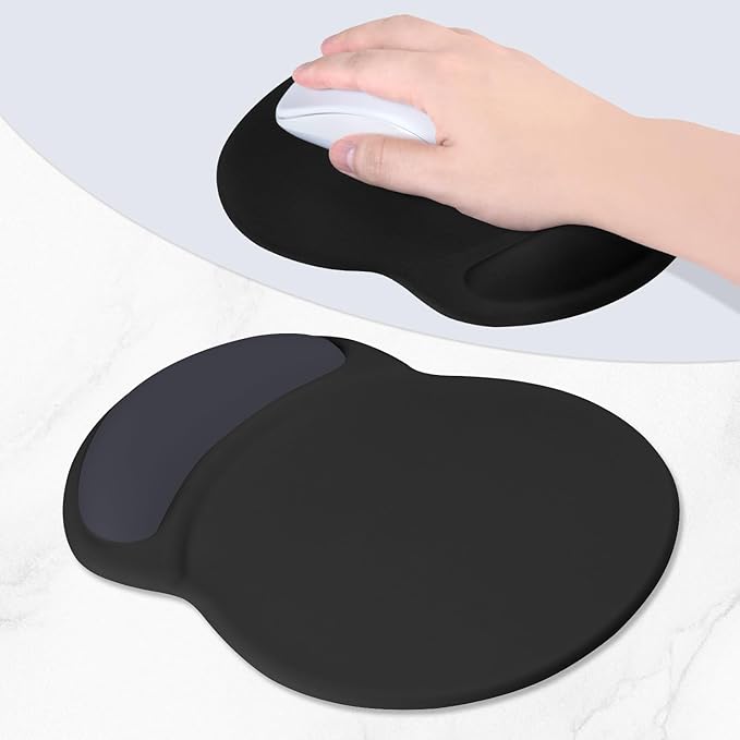 ITNRSIIET Ergonomic Mouse Pad with Comfort Gel Wrist Rest, Non-Slip PU Base, Smooth Textured Surface, Reduces Hand Fatigue & Wrist Pain, 8.7 x 7.2 Inch for Office Gaming Home, Black Gray Gradient