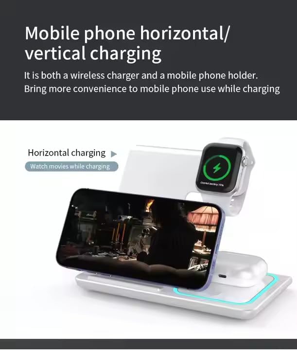 3-in-1 Wireless Charger for iPhone 16/15/14/13/12/11, Apple Watch All Series, AirPods 2/3/4/Pro – Wireless Charging Station for Multiple Devices Apple