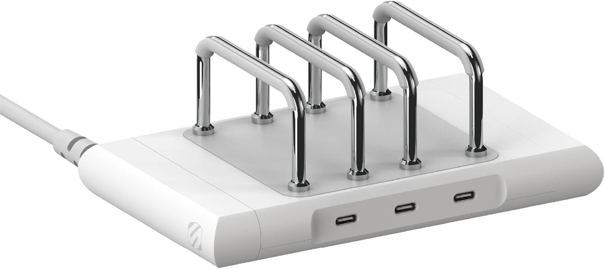 Scosche BL2MD BaseLynx™ 2.0 Vert, 60W USB-C Vertical Charging Station for Multiple Devices, Charger Organizer with 3 PD Fast Charge Ports, Modular System Compatible with Apple iPhone & iPad, White