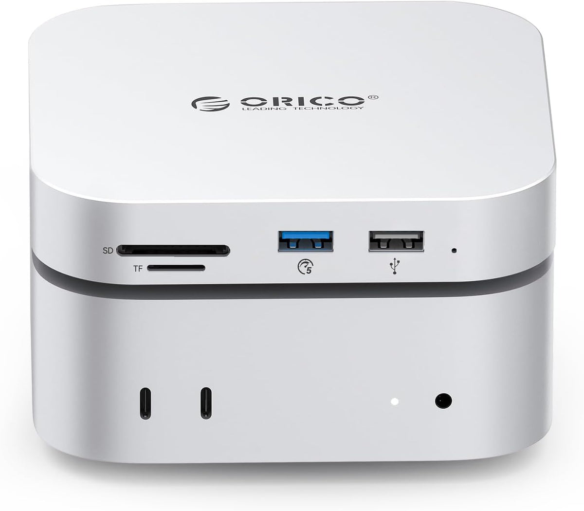 ORICO MiniMate SE Mac mini M4 4TB Storage & Docking Station, External SATA SSD (Non-Removable) 5Gbps(480MB/s), USB A*4, USB-C, SD/TF 3.0, 3.5mm Audio, Includes 2 Cables – M4SE