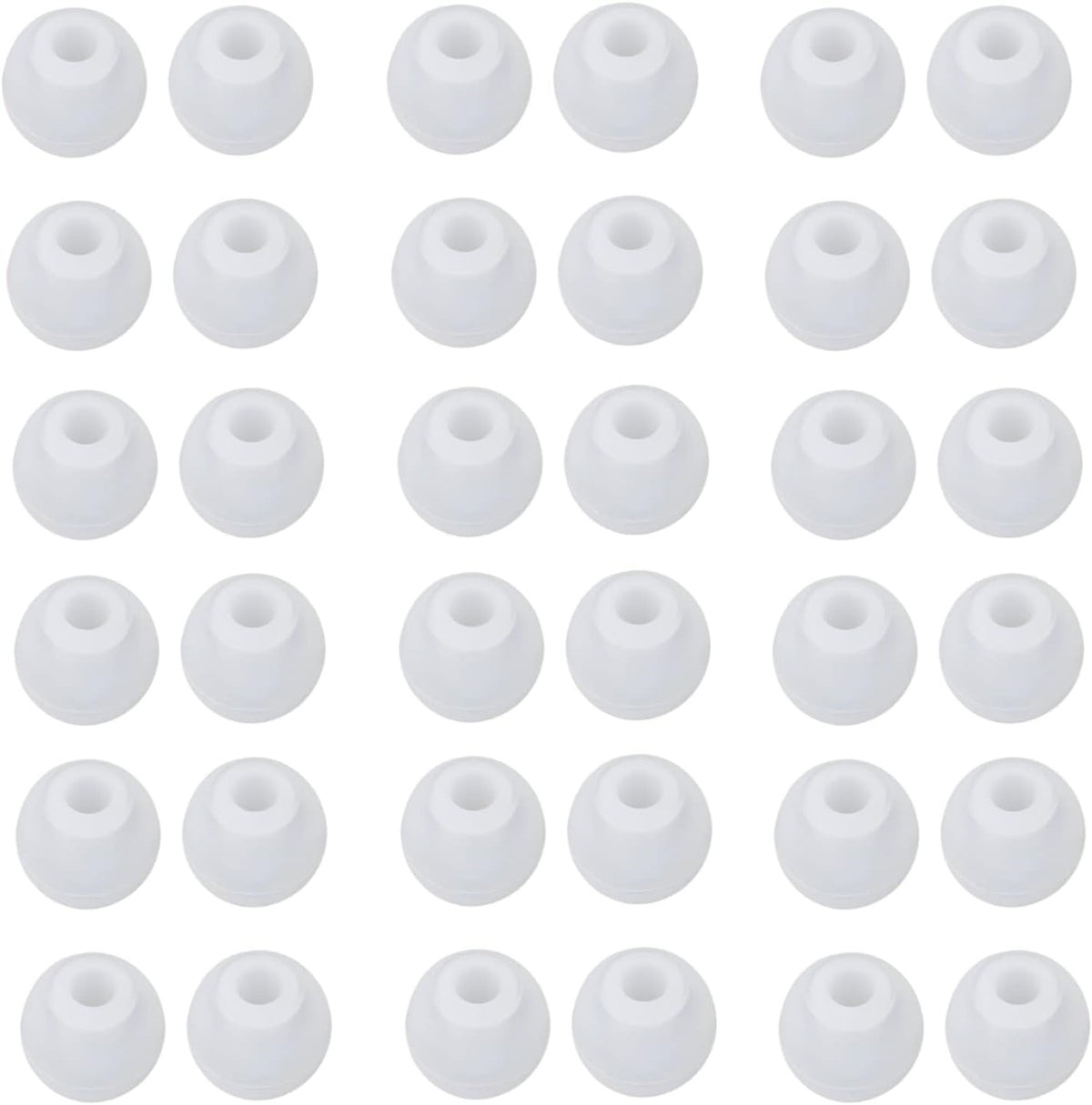 36 Pieces Large Earbud Tips Soft and Comfortable Ear Bud Replacement Pieces Silicone Fit Most in-Ear Headphones，Inner Hole 3.8mm -5.5mm，Large Clear White Replacement Earbuds Silicone Tips