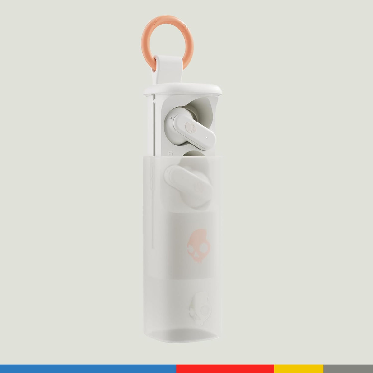 Skullcandy Dime Evo Wireless Earbuds, Bluetooth Headphones, Noise Isolating Fit, Up to 36 Hours Battery, Microphone for iPhone Android, Easy Carry with Clip-Anywhere Case - Bone