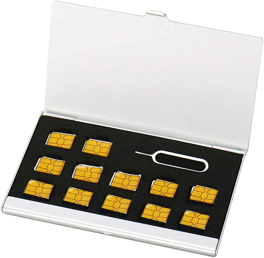 TAODAN Nano SIM Card Holder with Eject Pin,SIM Card Adapters Aluminum Alloy Storage Case Silver