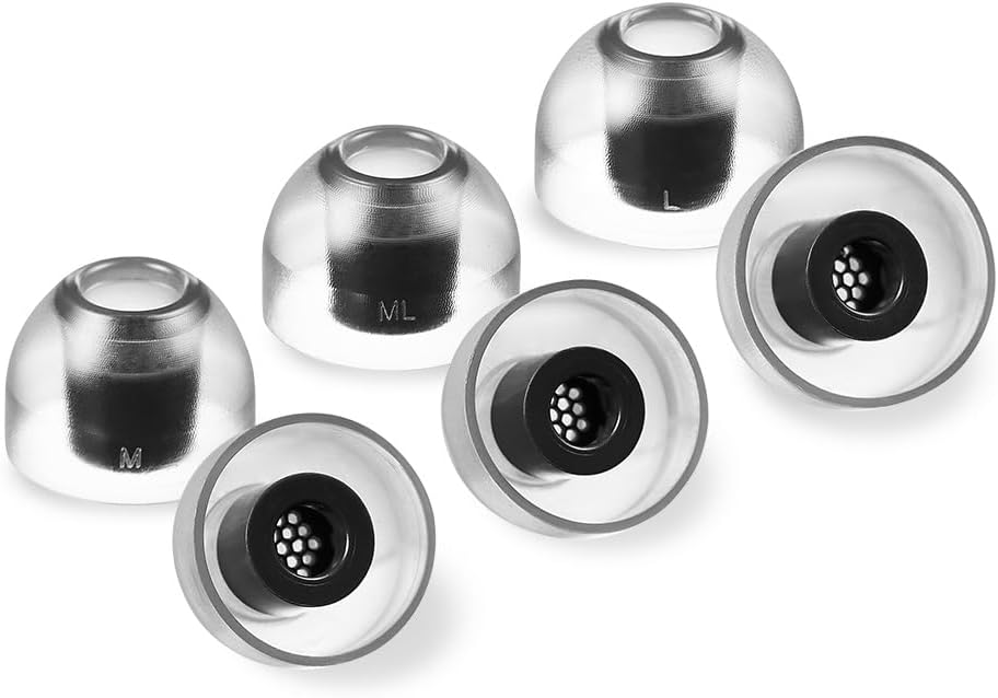 AZLA SednaEarfit Crystal Standard 2 - Earbud Tips for Wireless Headphones - Noise Canceling Earbuds Replacement Tips Eartips Compatible with Sony WF-1000XM5, Beats, Sennheiser, Jabra (3 Pair, M-ML-L)