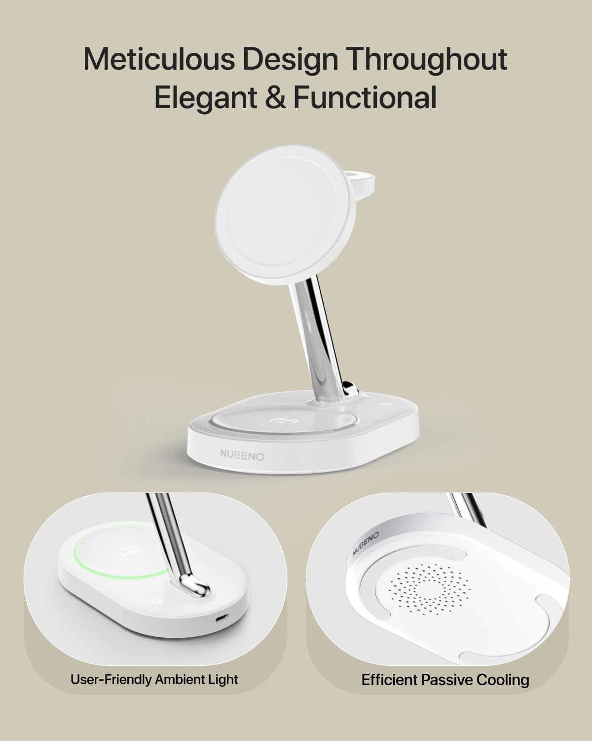Fast Charging Station for iPhone 16/16 Pro/16 Pro Max, Wireless Charger Station for MagSafe iPhones, 3 in 1 Magnetic Charger Stand for iPhone 16/15/14/13/12 Series, Apple Watch & AirPods.(White)