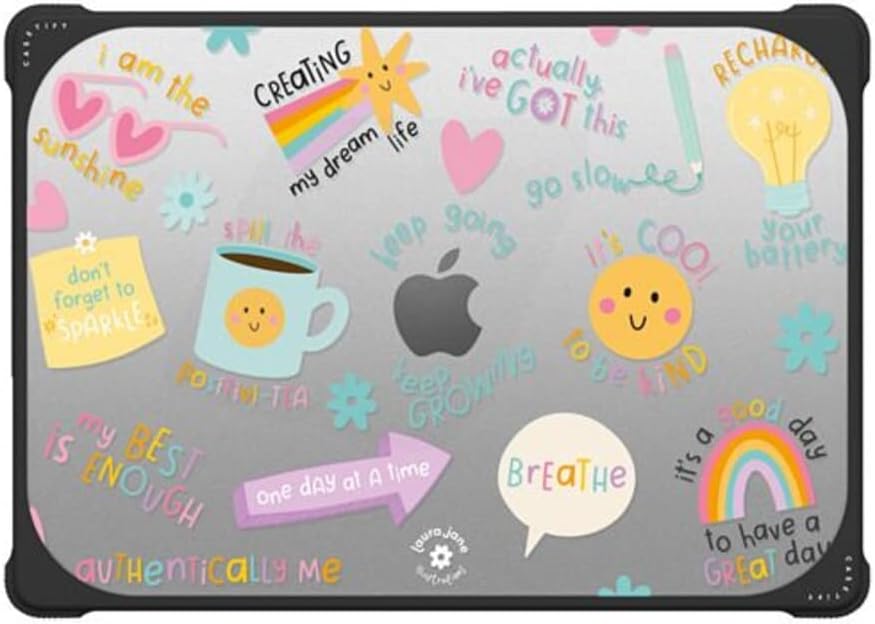 CASETiFY Bounce MacBook Pro 16-inch (M3/M4) Case [Enhanced Protective Corner Design/Ventilation Cutouts/Anti-Slip Grip] - Keep Growing by Laura Jane Illustrations - Clear Black