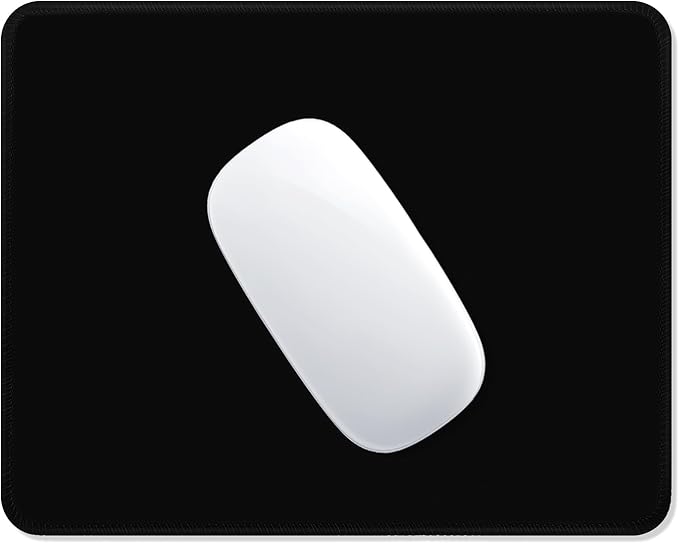 ITNRSIIET Mouse Pad Non-Slip Rubber Base Smooth Surface Stitched Edges Waterproof Durable Compatible with All Mice for Office & Gaming, Desk Accessory, 10.2x8.3x0.12 inch, JetBlack Solid