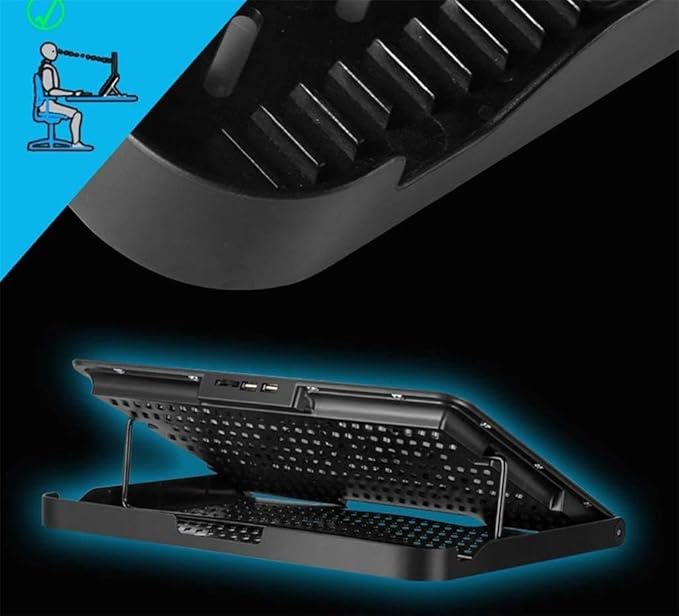 Laptop Cooling Pad Gaming 6Fans 15.6inch Laptop Cooler Stand Fan Adjustable Foldable Long Stand