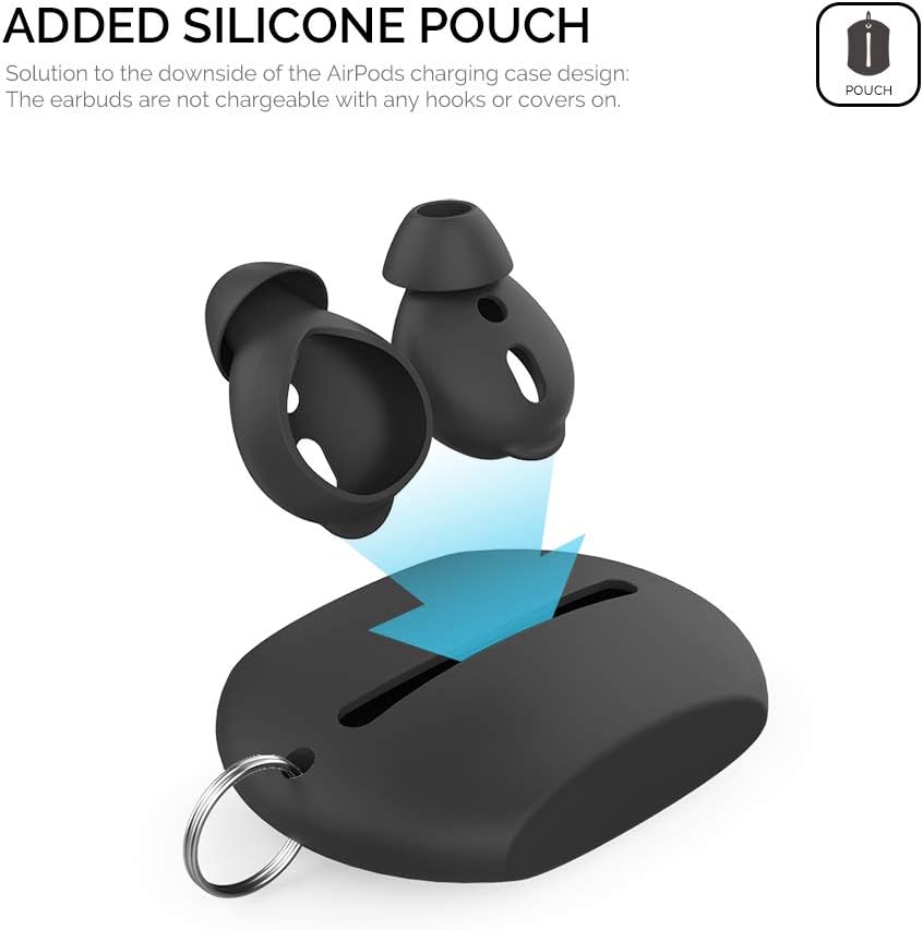 AhaStyle 3 Pairs AirPods Ear Tips Silicone Earbuds Cover [Not Fit in The Charging Case] Compatible with Apple AirPods (3 Pairs Large, Black)