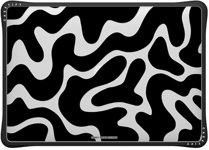 CASETiFY Impact MacBook Air 13" (M1/Intel) Case [Cushioned Impact Corners/Scratch-Resistant/Anti-Slip Grip] - Black Abstract Shapes - Clear Black