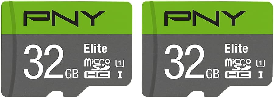PNY 32GB Elite Class 10 U1 microSDHC Flash Memory Card (Pack of 2-100MB/s Read, Class 10, U1, Full HD, UHS-I, Micro SD (Pack of 1)