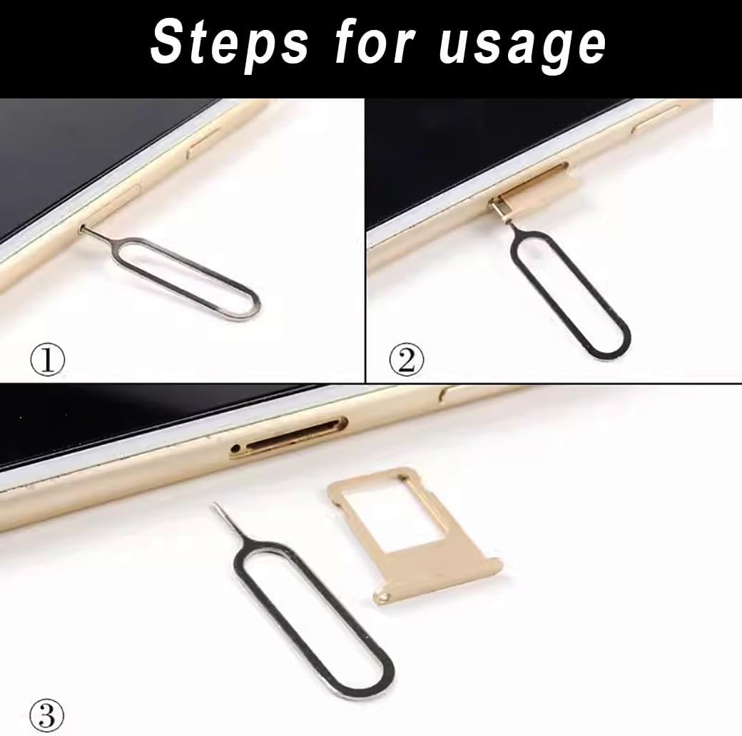 4 Pcs SIM Card Removal Openning Tool Tray Eject Pins Needle Opener Ejector Compatible with All iPhone Apple iPad HTC Samsung Galaxy Cell Phone Smartphone Watchchain Link Remover (Style A)