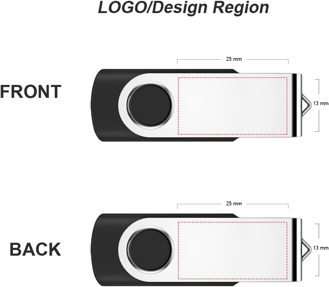 Personalized Flash Drives 2GB, Wooolken Customizable USB 2.0 Thumb Drives 10/20/50/100 Pack, Logo Memory Stick Custom Flash Drive Engraved Logo (Mixcolors)