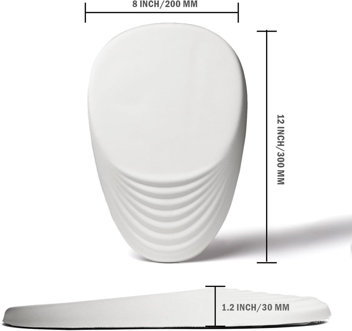 Ergonomic Mouse Pad Wrist Support, White Mouse Pad with Wrist Rest, Entire Memory Foam & Non-Slip PU Base MousePads with Massage Design for Pain Relief, Desk, Office, 12" x 8" x 1.2" Inch