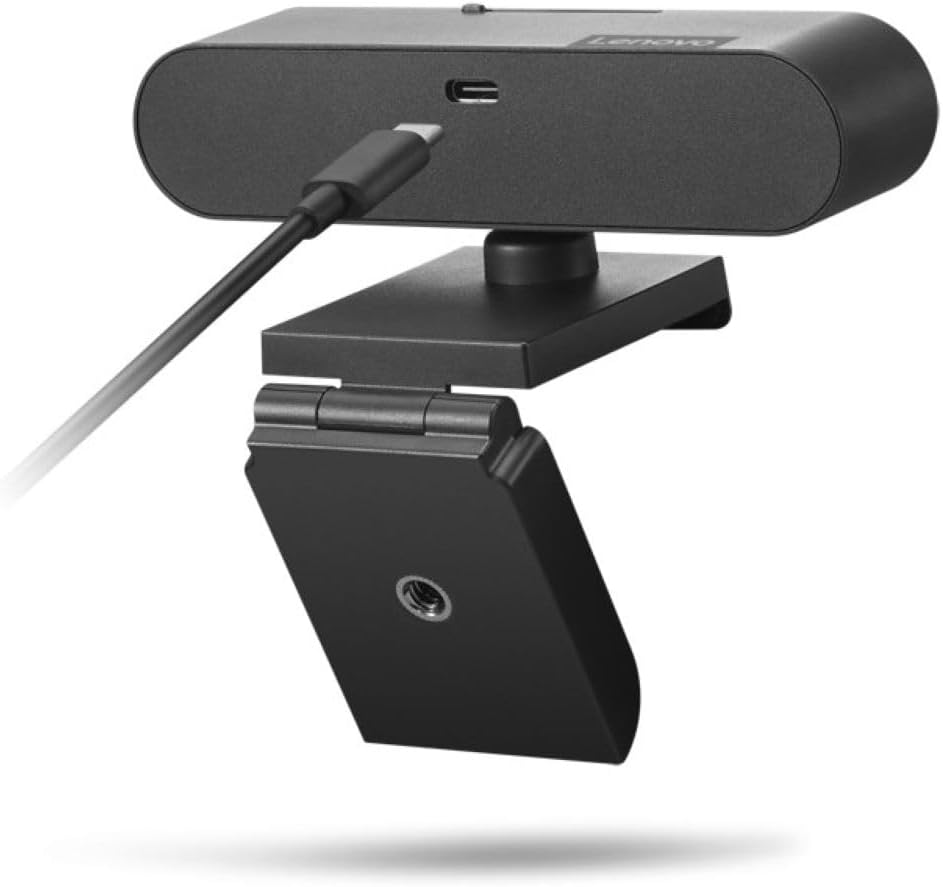 Lenovo HD 1080p Webcam (510 FHD)- Black w/ 4X Digital Zoom, 95° Wide Angle, 360° Rotation Pan & Tilt, Dual Microphones & Windows Hello