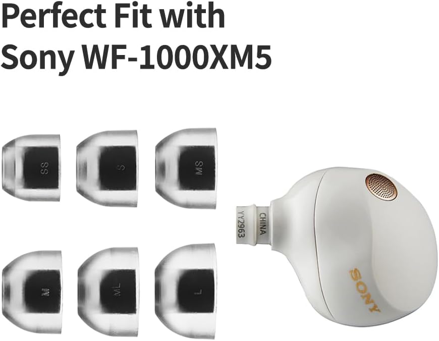 AZLA SednaEarfit Crystal Standard 2 - Earbud Tips for Wireless Headphones - Noise Canceling Earbuds Replacement Tips Eartips Compatible with Sony WF-1000XM5, Beats, Sennheiser, Jabra (2 Pair, ML)