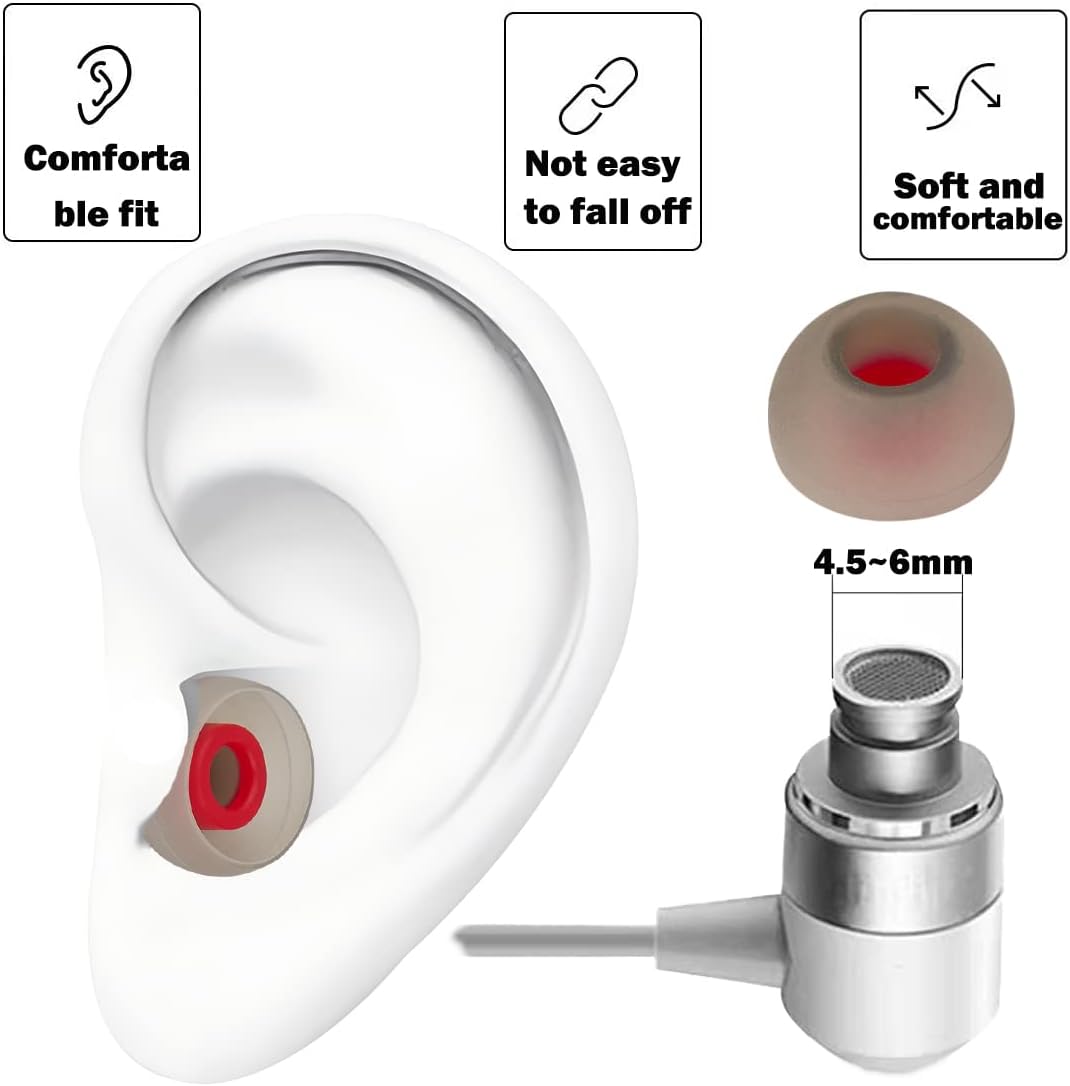 Earbud Replacement Tips Silicone Ear Bud Covers Fit Most in-Ear Earbuds(Inner Hole 4.5mm -6mm) Headphones Ear Tips Earbud Cushions Small 9 Pairs