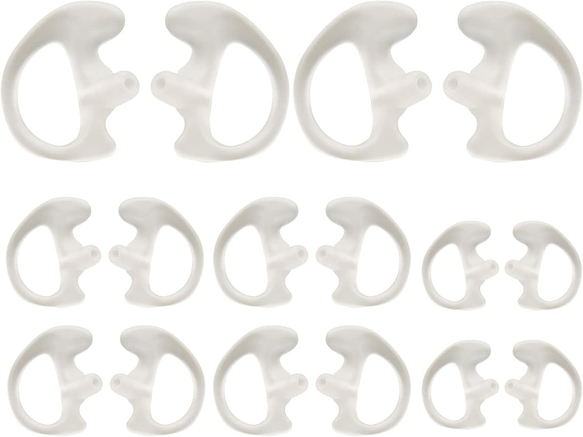 Universal Replacement Insert Silicone Soft Earmold for Baofeng Motorola Kenwood Retevis Midland Two Way Radios Headset (White, 8 Pair, Large_2 Pair; Medium_4 Pair; Small_ 2 Pair)