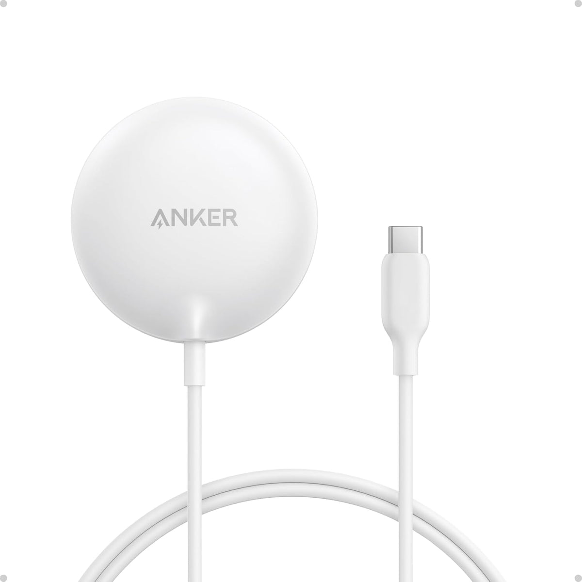 Anker Zolo Magnetic Wireless Charger, Qi2 Certified 15W MagSafe-Compatible Wireless Charging Pad, for iPhone 16/15/14/13 Series, AirPods, and More (Adapter Not Included) (White, 1 Pack)