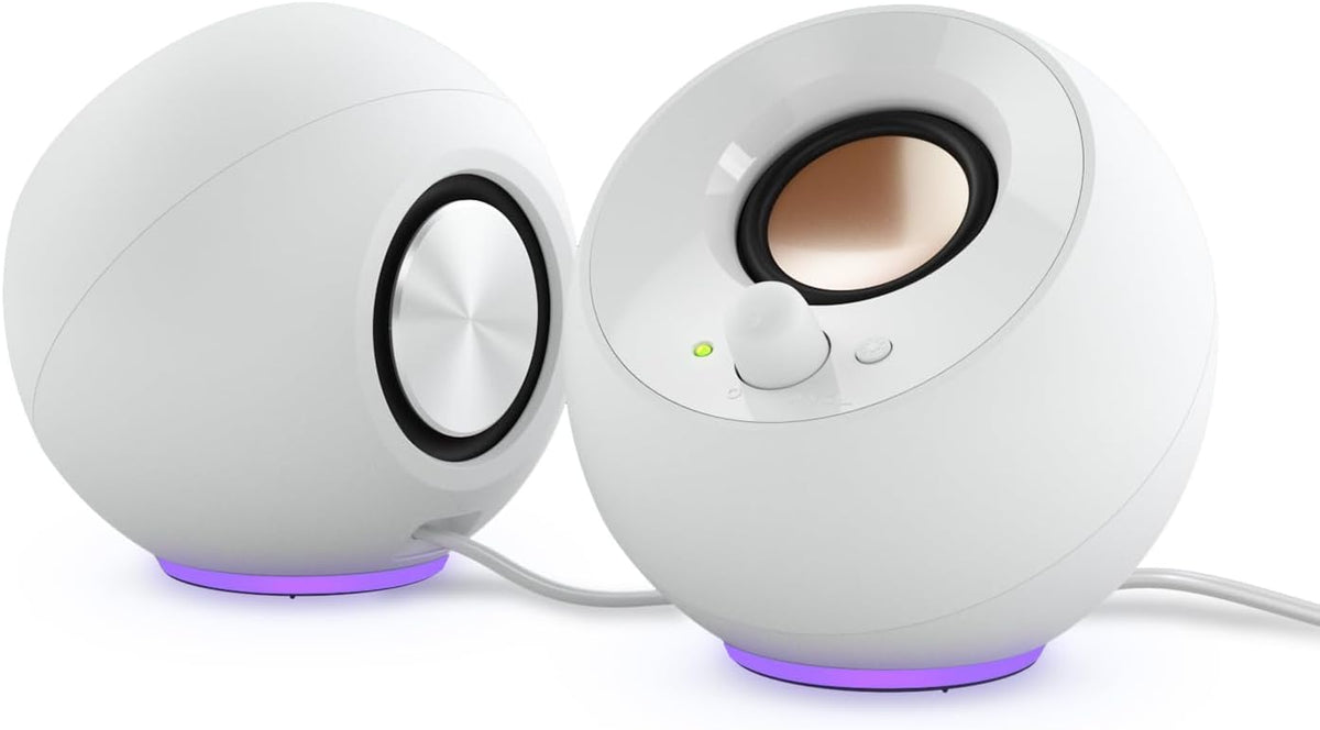 Creative Pebble SE Minimalist 2.0 USB-C Powered PC Speakers with RGB Lighting, 3.5 mm AUX-in, Up to 4.4W RMS Power for Computers and Laptops (White)