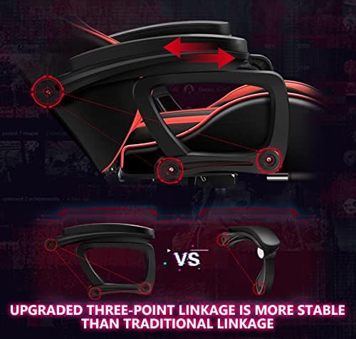 Gaming Chair with 7-Point Massage Function Ergonomic Computer Chair with Footrest and Lumbar Support Video Gaming Chair with RGB Lights and Speakers Adjustable Backrest Swivel ChairBlack