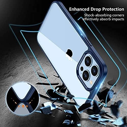 SPIDERCASE for iPhone 13 Pro Max Case, [Crystal Clear Not Yellowing], Slim Thin Phone Case Cell Phone Case & Cover Bundles, Blue/Clear