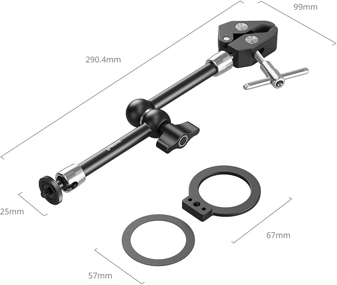 SmallRig Magic Arm Clamp w/ 1/4" Screw, Phone Mount for Magsafe & Magnetic Adapter Ring, 11 Inches Integrated Magic Arm for iPhone, for Android, for Action Cameras/LCD Monitor/LED Lights - 5604