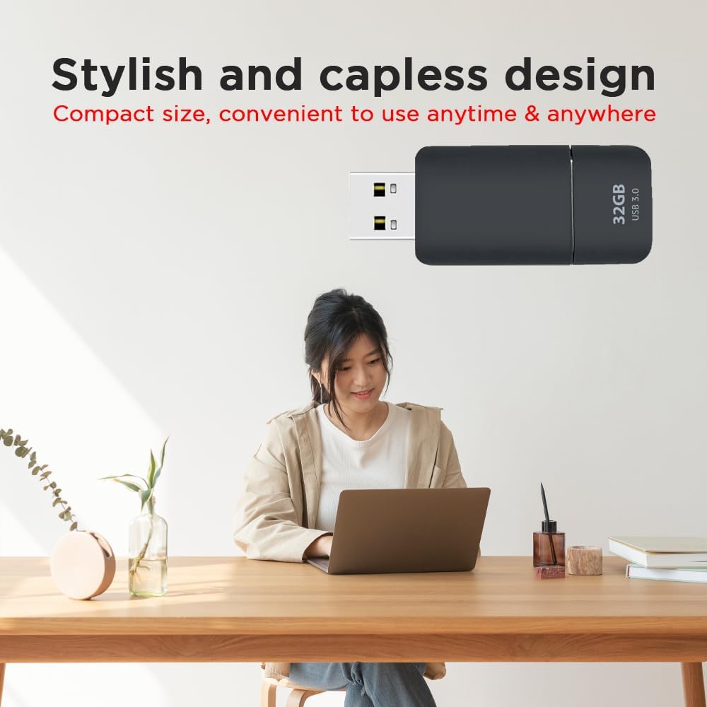 GIGASTONE 32GB Flash Drive (100 Pack) Z60NB USB 3.2 Gen 1, Ultra Fast, Retractable Capless Slider Design, Data Storage, Backup for PC/Mac/TV/Car Audio, USB 2.0/3.0/3.1 Compatible (Random Color)