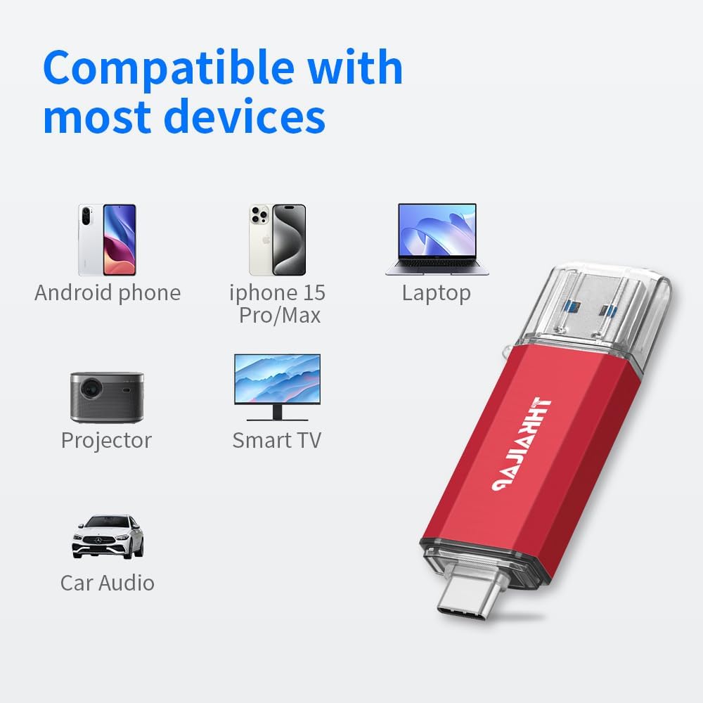 Thkailar 32GB Fat32 USB C Flash Drive OTG High Speed for Store Data-USB 3.1 Thumb Drive C Jump Drive-Compatible with Samsung,Mac Pro,Laptops,Tablets,PC(Red)