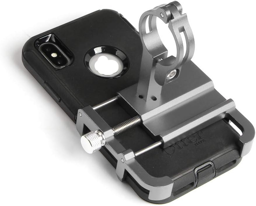 GUB Thick Case Design Bike & Motorcycle Phone Mount Handlebar Holder Adjustable Compatible with iPhone XR Xs 7s 8 Plus,Compatible with SamsungS7/S6/Note5/4,Any Cell Phones with Thick Phone (Silver)