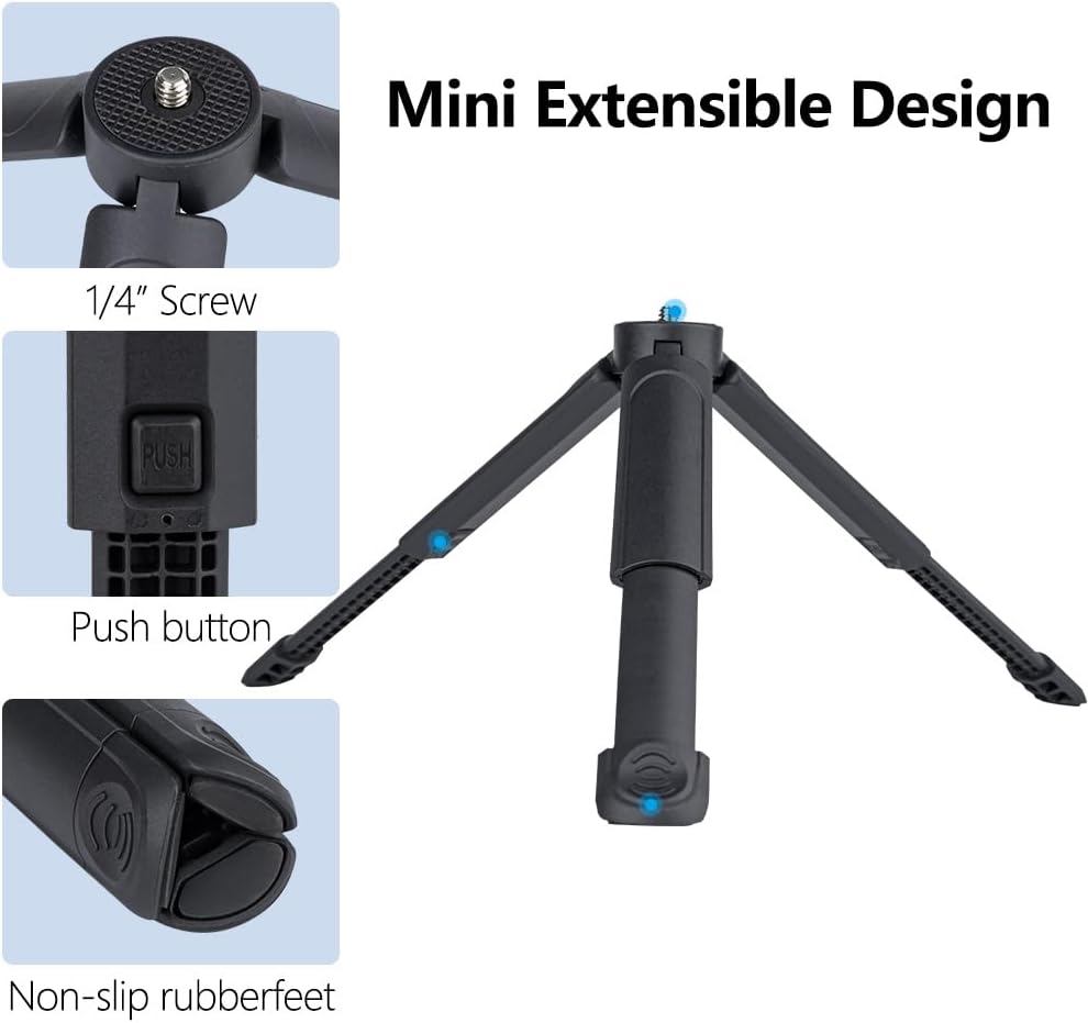Generic Pocket3/4 2-in-1 1/4 2oz Mini Tripod for DJI Desktop Stand & Grip Handle - Ultra Portable Geared Heads Tripod