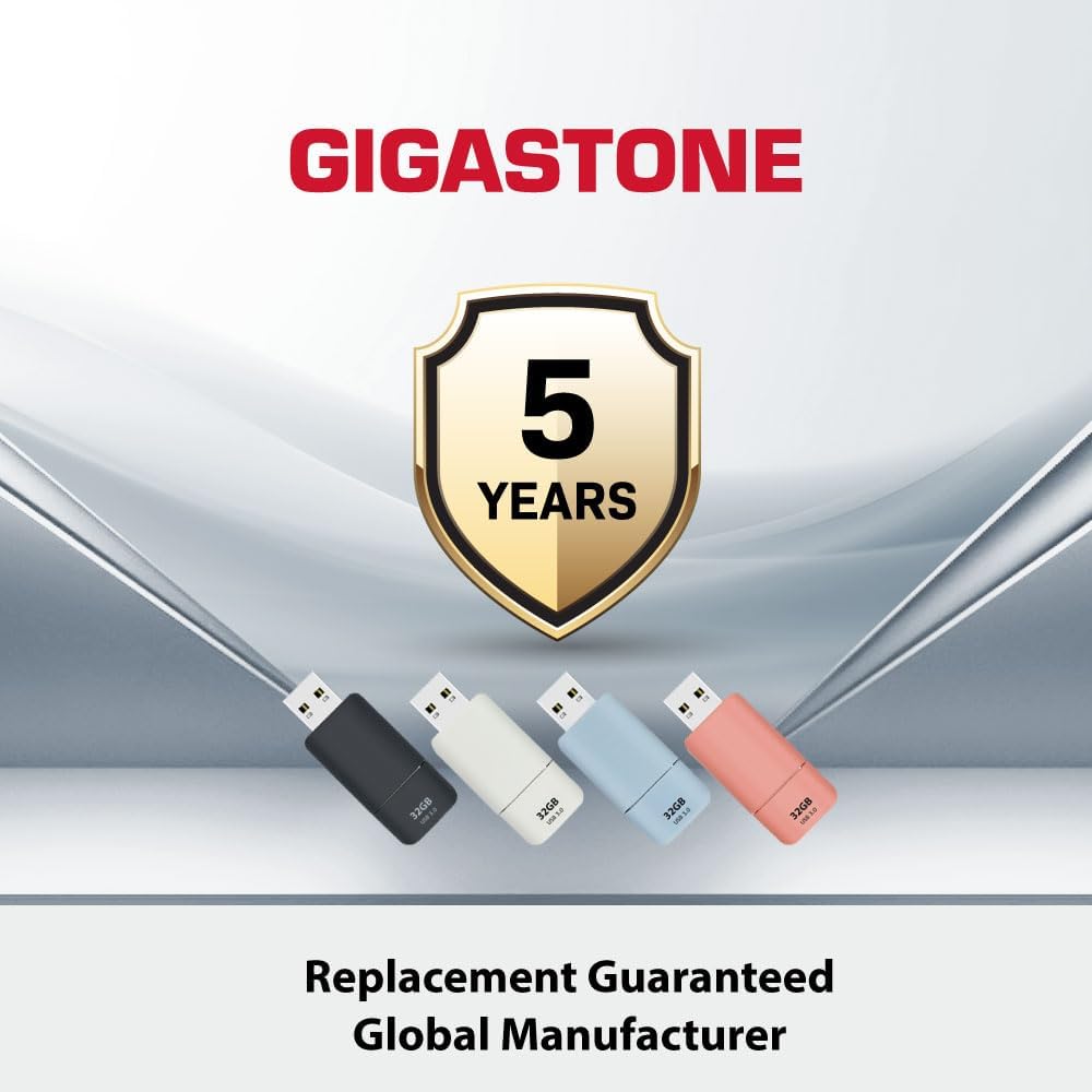 GIGASTONE 32GB Flash Drive (4 Pack) Z60NB USB 3.2 Gen 1, Ultra Fast, Retractable Capless Slider Design, Data Storage, Backup for PC/Mac/TV/Car Audio, USB 2.0/3.0/3.1 Compatible (Random Color)