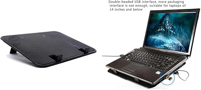 JSEIAJB 14 Inch Notebook Cooler 5v Fan External Laptop Cooling Pad Slim Stand High Speed Silent Metal Panel Fan(E)