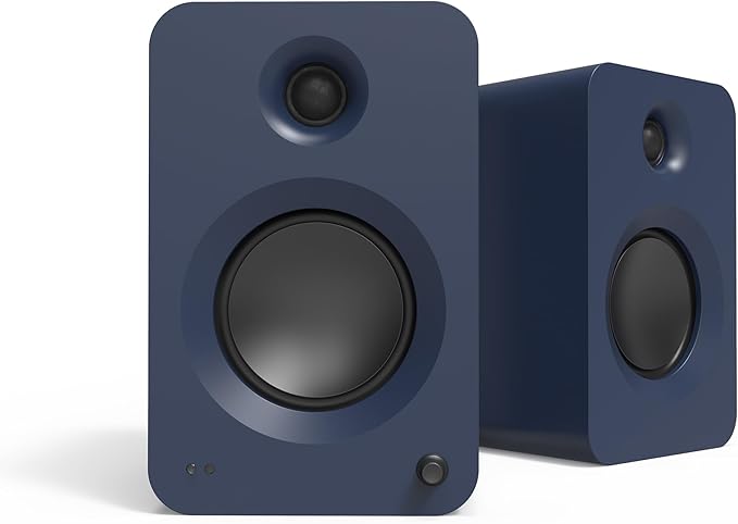 Kanto REN Blue Bluetooth Powered Bookshelf Speakers - Matte Blue Pair with a SUB8VMB Sealed Powered 8 Subwoofer - Vinyl Black (2024)