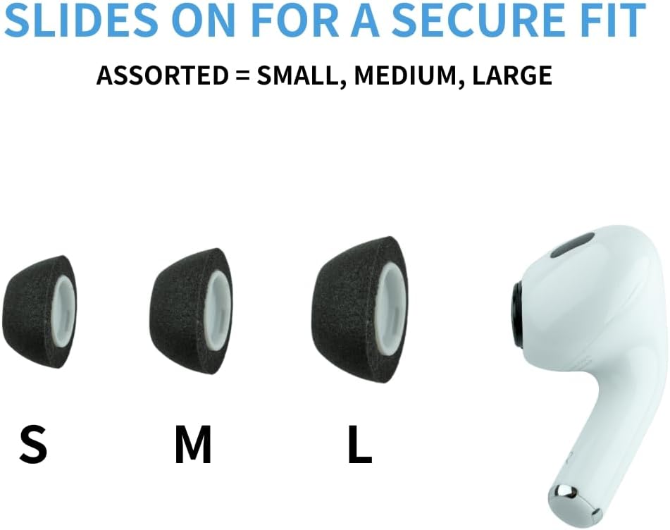 Comply TrueGrip MAX | Premium Memory Foam Replacement Earbud Tips for Apple AirPods Pro 1 & 2 | Long Lasting Comfort, Extreme Durability, Secure Fit, Superior Noise Isolation| Black (Small) (3 Pairs)
