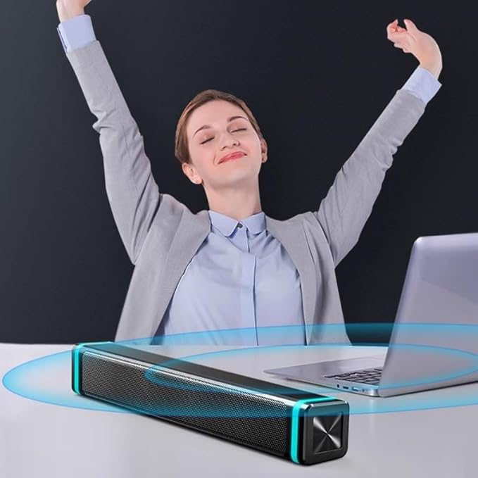 JSEIAJB Computer Speaker Desktop Home Laptop Wired Speaker Long Speaker Light Speaker