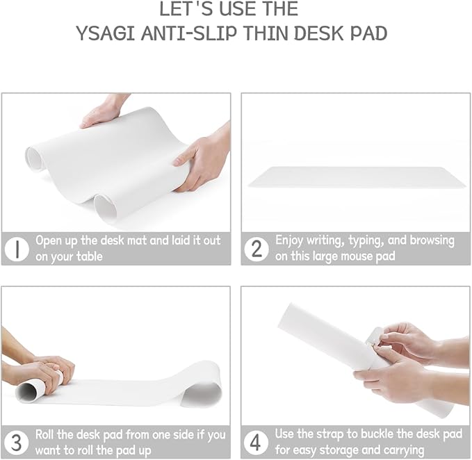 YSAGi Non-Slip Leather Desk Pad, Waterproof Laptop Computer Desk Keyboard Mat, Table Protector Blotter Mat, Large Mouse Pad for Office/Work/Home/Decor(White, 31.5" x 15.7")